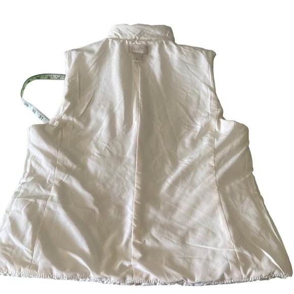 Loft Outlet Women's Ivory Puffer Vest Zip Up Front Zip Pockets Size Medium - Picture 7 of 10